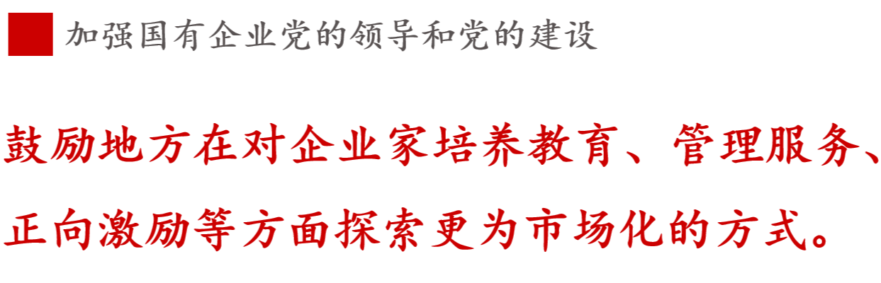 鼓勵地方在對企業(yè)家培養(yǎng)教育、管理服務(wù)、正向激勵等方面探索更為市場化的方式